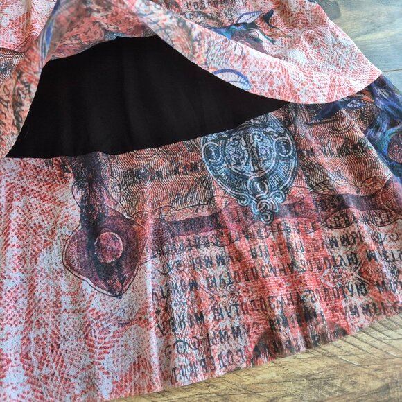 Desigual One Moment Abstract Mesh Layer Mini Dress Long Sleeve Multicolor - Picture 9 of 16